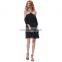 Kate Kasin Sexy Women's Summer Open Shoulders Cold-Shoulder One Piece Black A-Line Dress KK000643-1