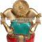 Hindu GOD Ganesh Ganesha Blessed Statue 10.5" Brass Stone Work Figure Hindu Art 5.24KG Good Luch charm LOrd Ganesha ethnic Decor