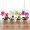 Creative Decoration Artificial Plants 3 Branches Silk Orchid Pot
