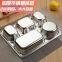 cheap factory direct stainless steel bento box plate fast food pan Japanese Bento pot multi-function three four five grid with PP cover and steel cover