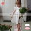 NEW LINEN COTTON BABY DRESSES kids long white flutter sleeve lace skirt dress girl fashionable solid linen kids flutter DRESS