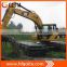 Able to work on soft terrain and in water amphibious excavator