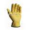 yellow color soft goat leather work gloves driver sport wind proof gloves