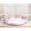 Modern hotel beds with LED lights luxurious master bedroom furniture leather round bed frame