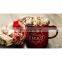 Christmas holiday gift 350ml white enamel steel tumbler travel cup mug