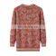 Custom Vintage 100% Cashmere Women's Crew Neck Pullover Knitted Intarsia Leaves Pattern Sweater for Winter OEM Service