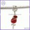 Valentines' Day 925 sterling silver rose dangle charms red enameled for DIY European bracelet jewelry