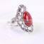 Fashion rhodium silver jewelry big ring with turquoise stone indian ring