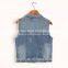 Guangzhou OEM factory supplier blue sleeveless beaded denim ladies western tops