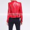 Cool style sexy lady stand collar fancy women winter pu leather jacket