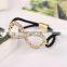 Korean Fashion Hair Accessories 8 Knot Word Full Crystal Gold & Silver Elastic Ponytail Holder Hair Ring Hair Clip Accessories