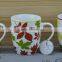 11OZ flower design with colorful decal print tea cups, shiny surface porcelain mug, KL5016-335