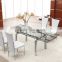 L808A luxury home furniture extendable glass top dining table set