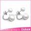 Fashion silver double sided freshwater pearl earring
