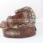 Hot Seller Western rhinestone camo leather belt with horsehead conchos