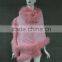 Pink Cachmere Cape With Detachable Raccoon Fur Collar /Ladies Fur Shawl With Many Color For Choose