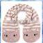 pink and white stripe knitted kids scarf pattern with cat's face design on either end