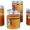 Cylinder Shape Airtight Bamboo Wood Canister with Flip Up Box Lid on Jar Top and Hasp Lock on Bottle Top of Tea Storage Food Bin