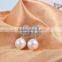 Fashion big pearl earring with zircon flower shape sterling silver jewelry in yiwu
