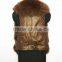 god sex girl leather with brown raccoon fur vest