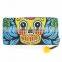 Skull Pattern Hmong Wallet With Pom Pom Pull Zipper