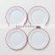 Dishwasher-Safe Dinnerware Sets Enamelware Lunch/Salad Flat Plate, Solid White With Red Rim Enamel Plates