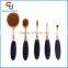 5Pcs Rose Gold Pro Beauty Toothbrush Shaped Oval Cream Puff Makeup Brush With Window Box