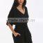 Made In China Deep V Neck Sexy Girls Wearing Jumpsuit Black Beach Wear Short Casual Summer Playsuit For Women