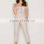 Ruffle off shoulder short sleeves jumpsuit with one pocket