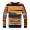 2016 men's stripe design sweater 100%wool round neck