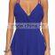 Sexy ladies deep V neck halter backless chiffon short romper