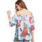 MAXNEGIO ladies crop top chest floral printing off shoulder blouse for women
