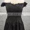 Wholesale Off Shoulder Low Back Appliques Chiffon Black Long Sex Prom Dress