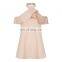 Summer Ruffle Lovely Pink Neck Cuff Strapless A Line Mini Dress Fashion Women Dress