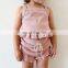 2020 Newborn Toddler Baby Girl Ribbed Solid Clothes set baby Vest Top T-Shirt Pants Shorts 2Pcs Ruffled Outfit