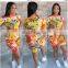 Fashion Summer Sexy Two Piece Tight T Shirt Print Shorts Sets For Women Two Piece