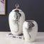 Modern Simple Style Zerba Flower Grass Painting Lidded Ceramic Vases For Home Table Decoration