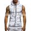 New camouflage slim sleeveless hooded waistcoat top Camouflage printed zipper top with pockets