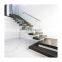 DIY stair kits glass railing timber tread straight staircases for villa