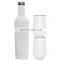 Christmas gift double wall stainless steel vacuum insulated 750ml red wine bottle set 12oz wine tumbler set box