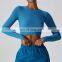 Custom Ribbed Long Sleeve Cropped Gym Tank Tops Sweat-Wicking Sports Shirt For Women 96rayon 4spandex