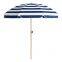 Portable 7FT Striped Beach Umbrella Eco Polyester Fiberglass Ribs Tilt Outdoor Wholesale