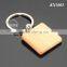 Square Wooden Material Keychain Promotional Custom Or Wholesale Metal Keyring Blank Wood Keyholder