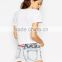 Lady Sexy Cropped T-Shirt Dress With Embroidered Face Lightweight Cotton 180gsm Round Neck T Shirt