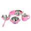 tableware wholesale stainless steel color bowls set with fork spoon and plastick lid for kids
