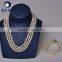 pearl wedding jewellery Wholesale real fresh water cultured white pearl 3 layer bead necklace set
