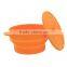 Durable portable round collapsible silicone kitchenware mixing bowl with lid