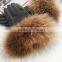 Womens Leather Gloves With Raccoon Fur Trim Black Genuine Sheep Leather With Lining
