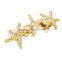 manufacturer price 3 sea stars barrettes gold plated pearl hair pins for women