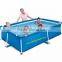 collapsible plastic rectangular swimming pool with frame